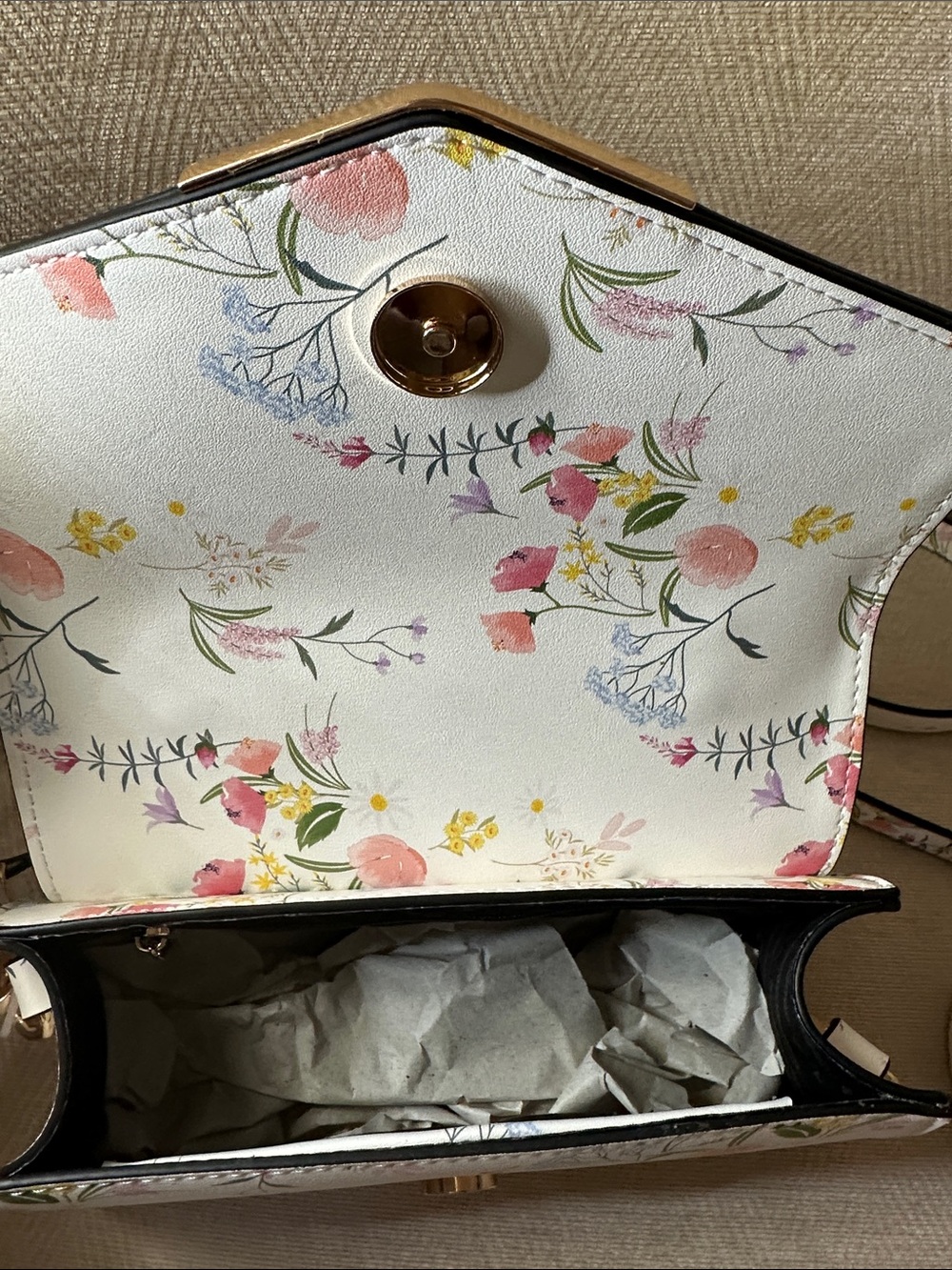 ALDO White Floral Satchel with Striped Wrapped Handle With Butterfly and Bee 🐝 - Picture 11 of 15